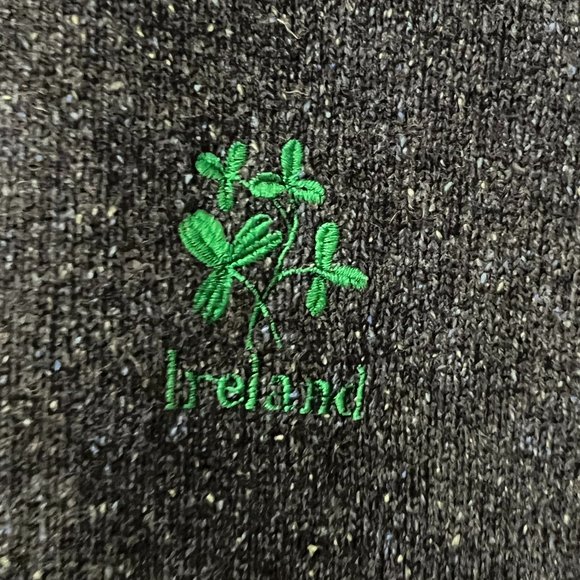 Kerry Woolen Mills Ireland Sweater XXL Wool Blue Speckled Pullover Shamrock Logo - Picture 4 of 9